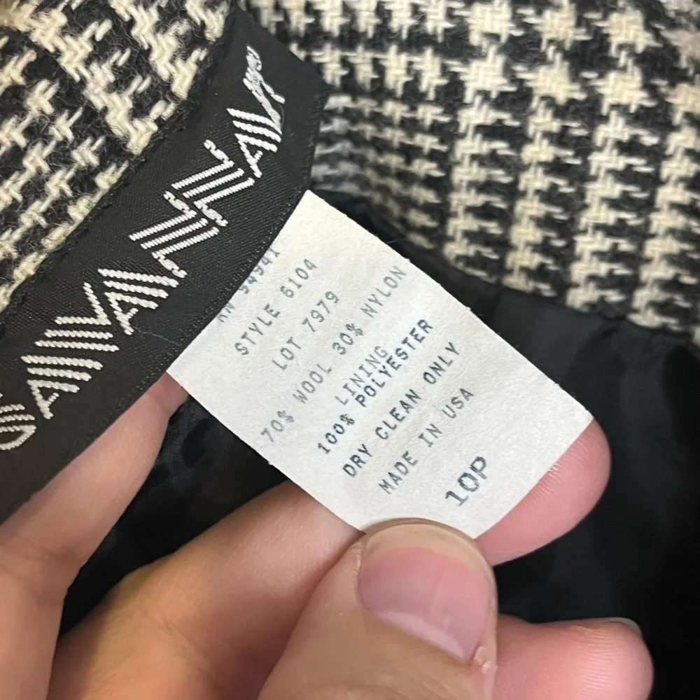 Savannah Petite (VTG 10P) Waist 29 Houndstooth Wool Blend Pencil Skirt